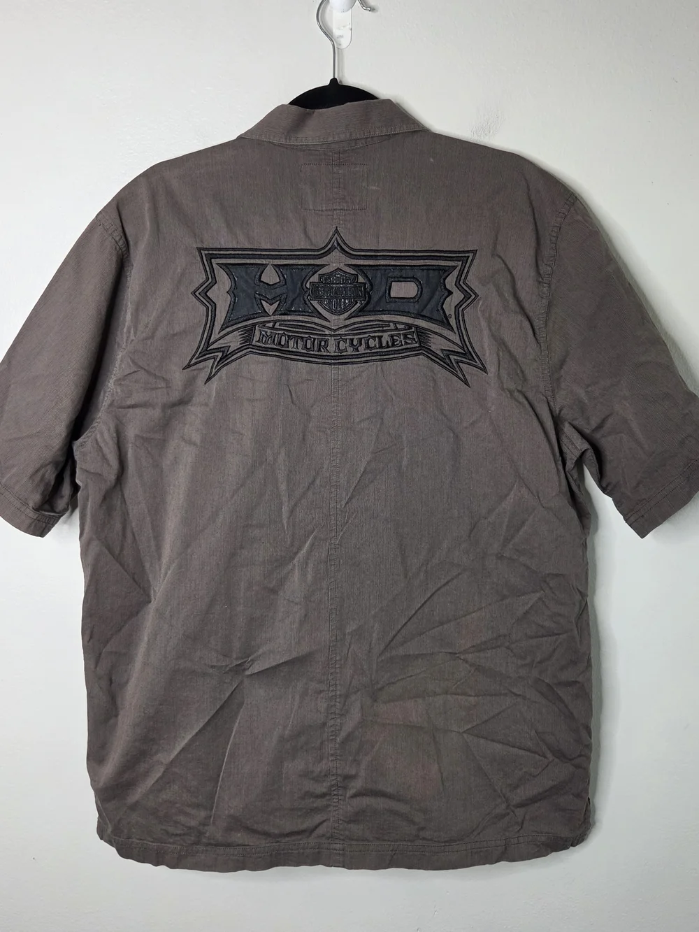 Harley-Davidson's Men's Short Sleeve Button-Up Shirt in Brown - Vintage Style